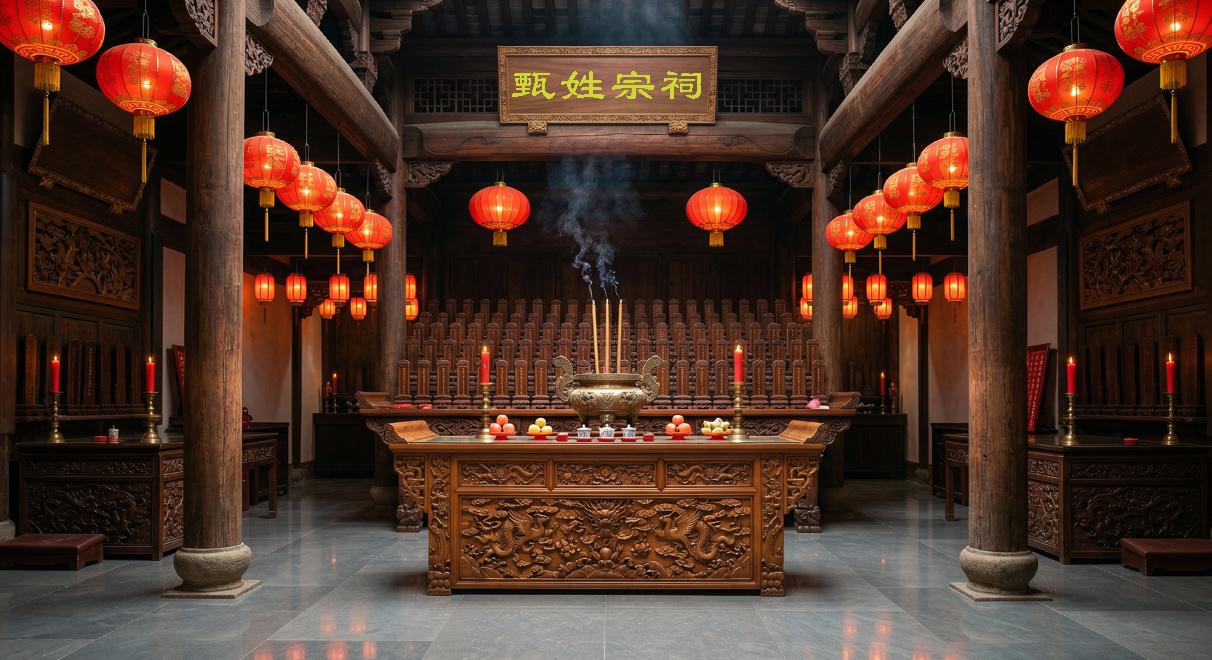 甄姓宗祠 — 祭祖祠堂场景
